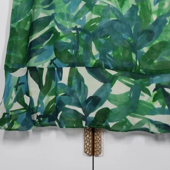Cabi Castaway Tropical Palm Leaf Mini Dress Women's Size M Green - Picture 3 of 7